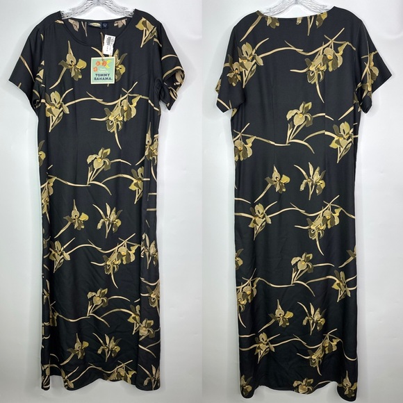 Tommy Bahama Iris Of My Eye Long Black Silk Dress Size Large NWT - Picture 1 of 10